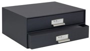 Organizator cu 2 sertare pentru documente Bigso Box of Sweden Birger, 33 x 22,5 cm, gri închis