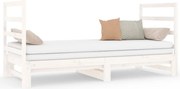 vidaXL Pat de zi extensibil, alb, 2x(90x190) cm, lemn masiv de pin