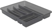 Organizator sertar pentru tacâmuri din plastic gri 39 x 32 cm Basic - Rotho