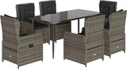 vidaXL Set mobilier de grădină cu perne, 7 piese, gri, poliratan
