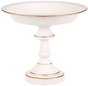 Bol metalic decorativ pe suport 26 cm, alb, 26 cm