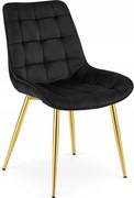 Scaun Bucatarie/Dining Joy Negru Catifea, Picioare Metalice, Finisaj Auriu