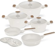 Set oale si tigai 10 piese Sahara Nordic Berlinger Haus BH 8324, crem mat, compatibil inductie, capace cu strecurator