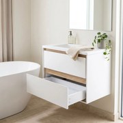 Dulap baza suspendat Rune Dagaz 2 sertare 59 cm alb-lemn lucios