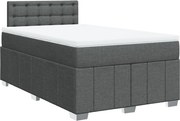 vidaXL Pat box spring cu saltea, gri închis, 120x200 cm, textil