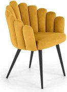 Scaun tapitat K410, galben mustar, stofa catifelata, 65x62x85 cm
