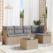 vidaXL Set canapele de grădină cu perne, 6 piese, bej, poliratan