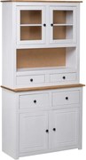 vidaXL Bufet înalt, alb, 93x40,5x180 cm, lemn masiv pin, gama Panama