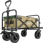 Outsunny Cărucior de Exterior Pliabil, Rezistent pentru Camping, cu Ușă în Spate Deschidere și Maner Telescopic | Aosom Romania