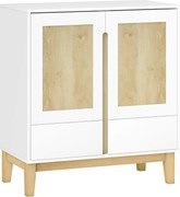 HOMCOM Bufet, mobilier de depozitare cu 2 uși, 2 sertare și raft reglabil, 80 x 40 x 86 cm, alb și stejar | Aosom Romania