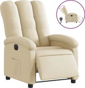 vidaXL Fotoliu rabatabil electric, crem, material textil