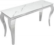 Consola eleganta Modern Barock 145cm, argintiu/ aspect de marmura