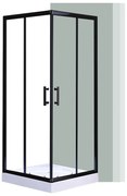 Cabină de duș pătrată Spirit Clear 80x80x194 cm cu cădiță de duș din acril armat, neagră