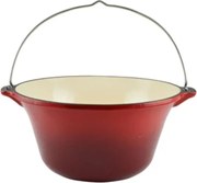 Ceaun rosu 22 L, fonta emailata Perfect Home 17896, poate fi folosit pe foc deschis