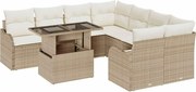 vidaXL Set de canapele pentru grădină cu pernă 9 pcs Bej Rattan poli