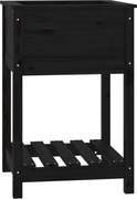 vidaXL Jardinieră cu raft, negru, 54x54x81 cm, lemn masiv de pin