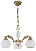 Candelabru cu 3 brate clasic design italian din alama, sticla si lemn 8605 RA-L. 8605/3