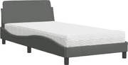 vidaXL Pat cu saltea, Dover, gri închis, 100x200 cm, textil