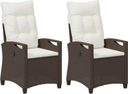 vidaXL Scaun pentru Grădină 2 pcs Maro și Crem 56 x 60 x 112 cm
