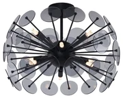Plafonieră Art Deco neagră cu sticlă fumuriu - Atomic