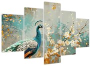Tablou - Păun cu decor de aur (150x105 cm)