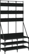 vidaXL Suport de haine cu raft de pantofi, negru, 100x40x184 cm