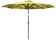 Outsunny Umbrelă de soare Ø300 cm, Umbrelă de soare cu manivelă, Umbrelă octogonală pentru Balcon, Galben | Aosom Romania