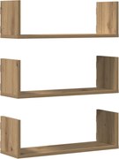 vidaXL Rafturi perete 3buc. stejar artizanal 58x18x18cm lemn prelucrat