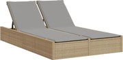 vidaXL Șezlong dublu cu perne, bej, poliratan
