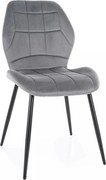 Scaun tapitat clasic JAKE, gri - Bluvel 14/negru, stofa catifelata/met