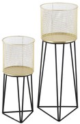 Set 2 suporturi pentru ghivece flori metal negru/auriu
