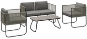 Outsunny Set de mobilier de grădină din poliratan lounge cu canapea, scaun, masă, perne rezistente la intemperii 116 x 60 x 69 cm maro + gri închis | Aosom Romania