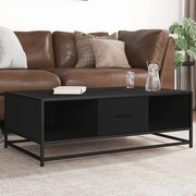 vidaXL Măsuță de cafea, negru, 100x57x35 cm, lemn prelucrat și metal