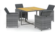 vidaXL Set mobilier de grădină cu perne, 5 piese, gri, poliratan