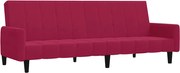vidaXL Canapea extensibilă cu 2 locuri, roșu vin, catifea