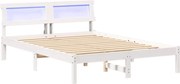 vidaXL Cadru de pat cu headboard Alb 140 x 190 cm Lemn masiv de pin