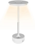 HOMCOM Lampă de masă Touch LED, Lampă de Noptieră Fără Fir cu Baterie Reîncărcabilă, 3 Tonuri de Lumină, Ø13x28,5 cm, Argintiu | Aosom Romania