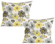 Set 2 bucati huse decorative pentru perna din microfibra FEONELLE 45x45 cm, galben-gri