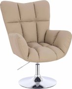 HR650N Scaun Crem Piele Ecologica Premium Soft cu Bază Cromata