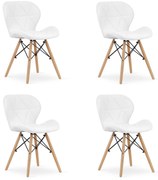 Set 4 Scaune Bucatarie/Dining Kross Alb Piele Ecologica