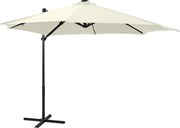 vidaXL Umbrelă în consolă cu stâlp și LED-uri, nisipiu, 300 cm