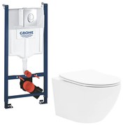 Pachet vas wc Rune Ivald, capac slim softclose si rezervor wc Grohe Rapid SL cu clapeta cromata Skate Air