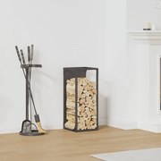 vidaXL Suport pentru lemne de foc negru Oțel laminat la rece