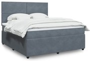 vidaXL Pat box spring cu saltea, gri închis, 180x200 cm, catifea