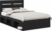 vidaXL Cadru de pat cu headboard Negru 120 x 200 cm Lemn de pin masiv