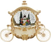 Decoratiune de Craciun FROSTY, Caleasca cu om de zapada, ninsoare si lumini, 8 melodii