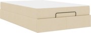vidaXL Cadru de pat cu saltea cu saltea 2 pcs Crem țesătură
