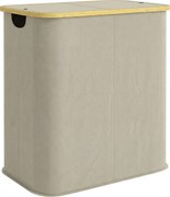 HOMCOM Coș pentru rufe dublu pliabil 80 l coș pentru rufe murdare cu capac, mânere canelate, bej | Aosom Romania