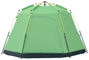 Outsunny Cort de Camping pentru 6 Persoane Cort de Familie Cort de Cupolă Piele ecologică 2000mm instalare ușoară pentru tabere trekking festival oțel fibre de sticlă verde 320 x 320 x 180 cm | Aosom Romania