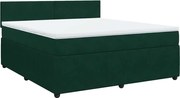 vidaXL Pat box spring cu saltea, verde închis, 180x200 cm, catifea